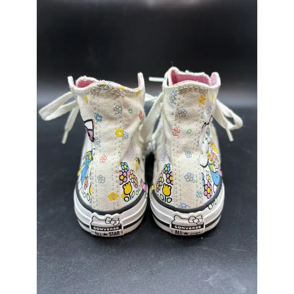 Hello Kitty Converse All Star Chuck Taylor Junior Size 12 Rare High tops Floral